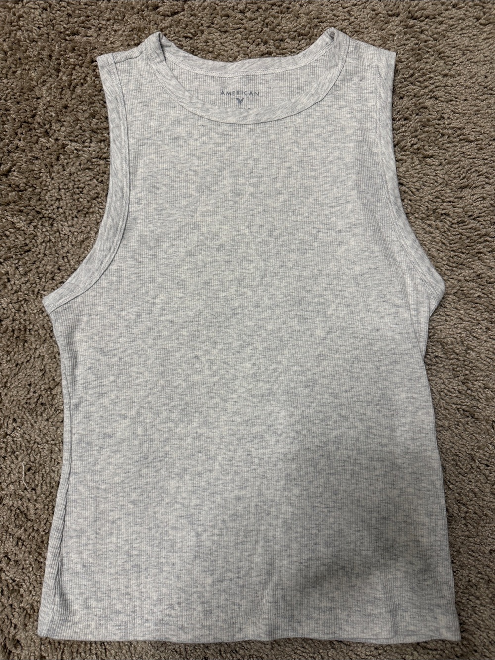 American Eagle Outfitters Light Gray Ribbed Crewneck Tank